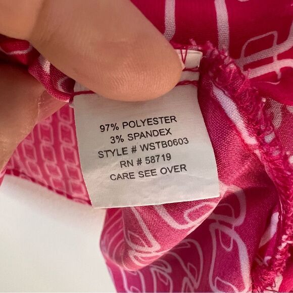 Elementz Blouse Size 2X Pink White Geometric Button Down Long Sleeves Roll-tab - Picture 6 of 6